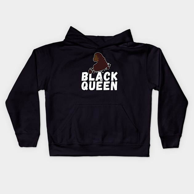 Black Queen Brown Afro Hair African American Woman Kids Hoodie by ExprezzDesigns